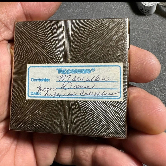 Vintage Handheld Compact Mosaic Floral Top Hinged Double Mirror - Picture 4 of 8